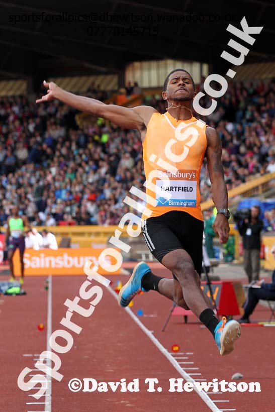 Michael Hartfield in the long jump at the Sainsbury's Birmingham Grand Prix. Photos: David T. Hewitson/Sports for All Pics